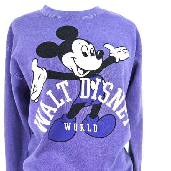 Vintage Disney World Parks Mickey Mouse Washed Purple Sweatshirt Women's Small - Picture 2 of 5
